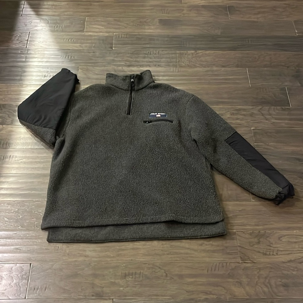 Polo Sport Ralph Lauren Fleece 1/4 Zip Jacket black Made in USA Mens Size XL